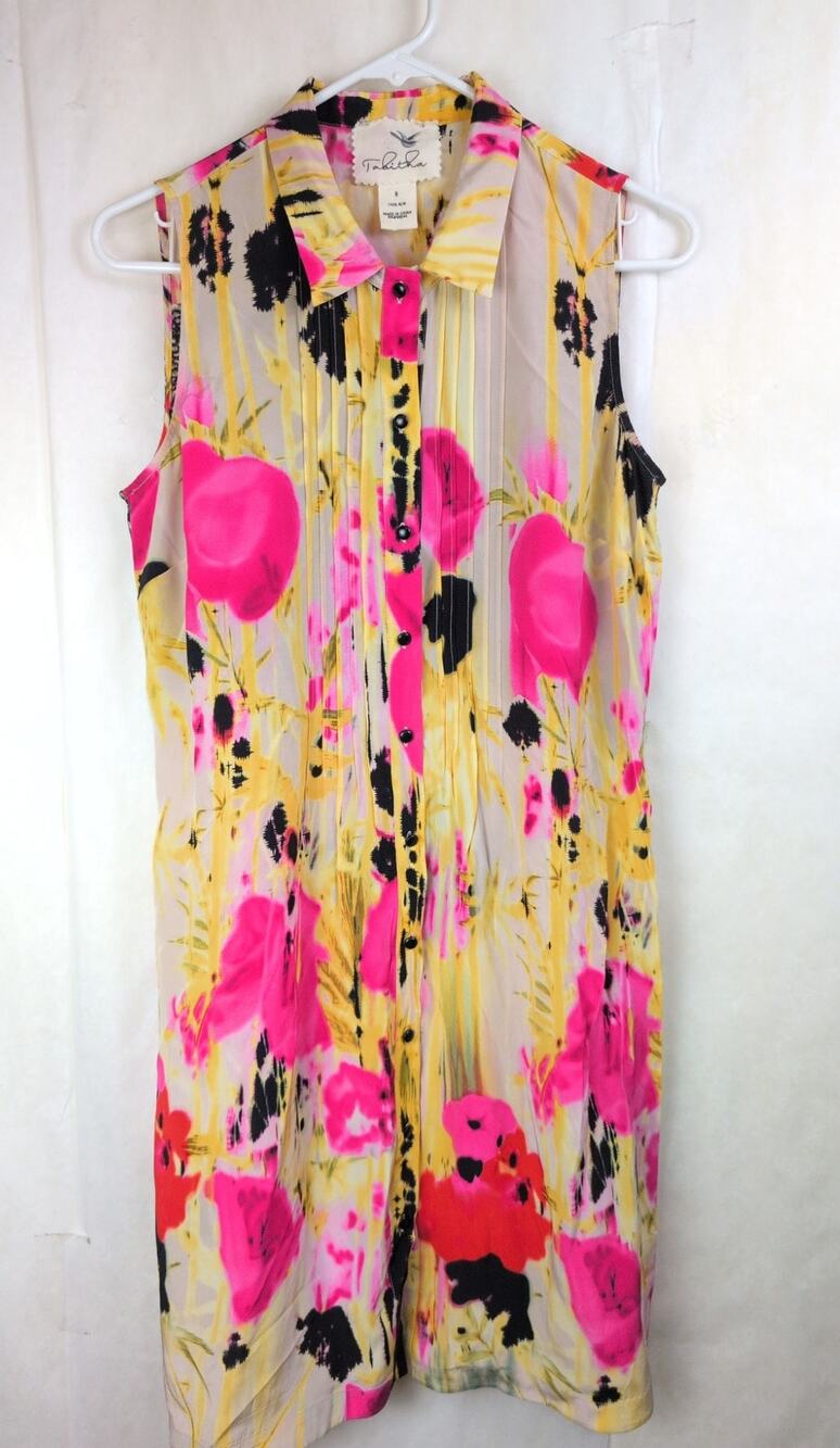 Anthropologie Tabitha Aubrieta 100% silk floral shirt dress Size 8 Boho Artsy